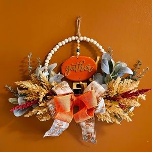 Wooden beads fall wreath